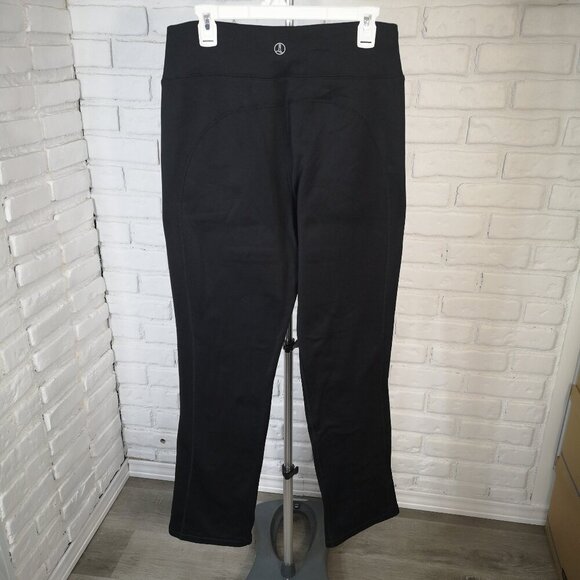 Lands' End Ladies Size Medium Tall Black Fleece Lined Pull On Track Pants - Picture 2 of 11